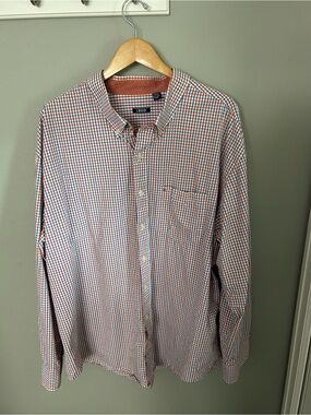 IZOD Men’s Long-Sleeve Orange & Blue Check Button-Down Shirt 3 XL